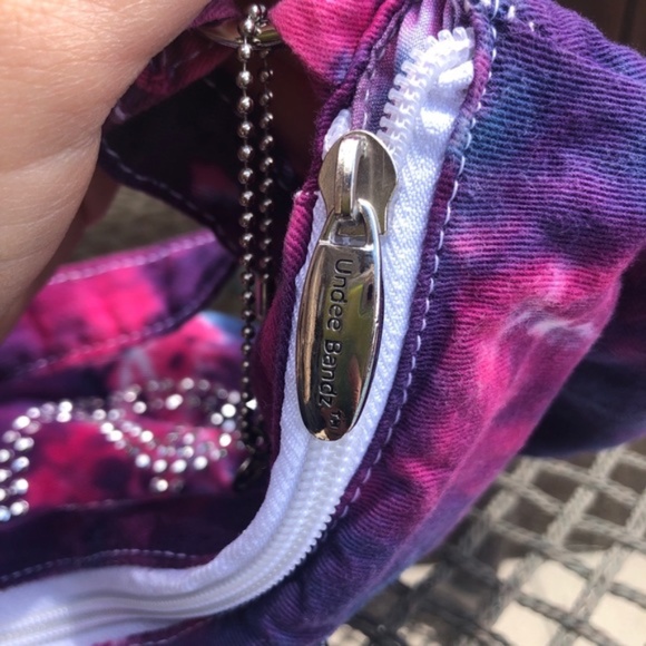 NWOT Y2K Tie Dye Sequin Peace Baguette Bag - Picture 4 of 7